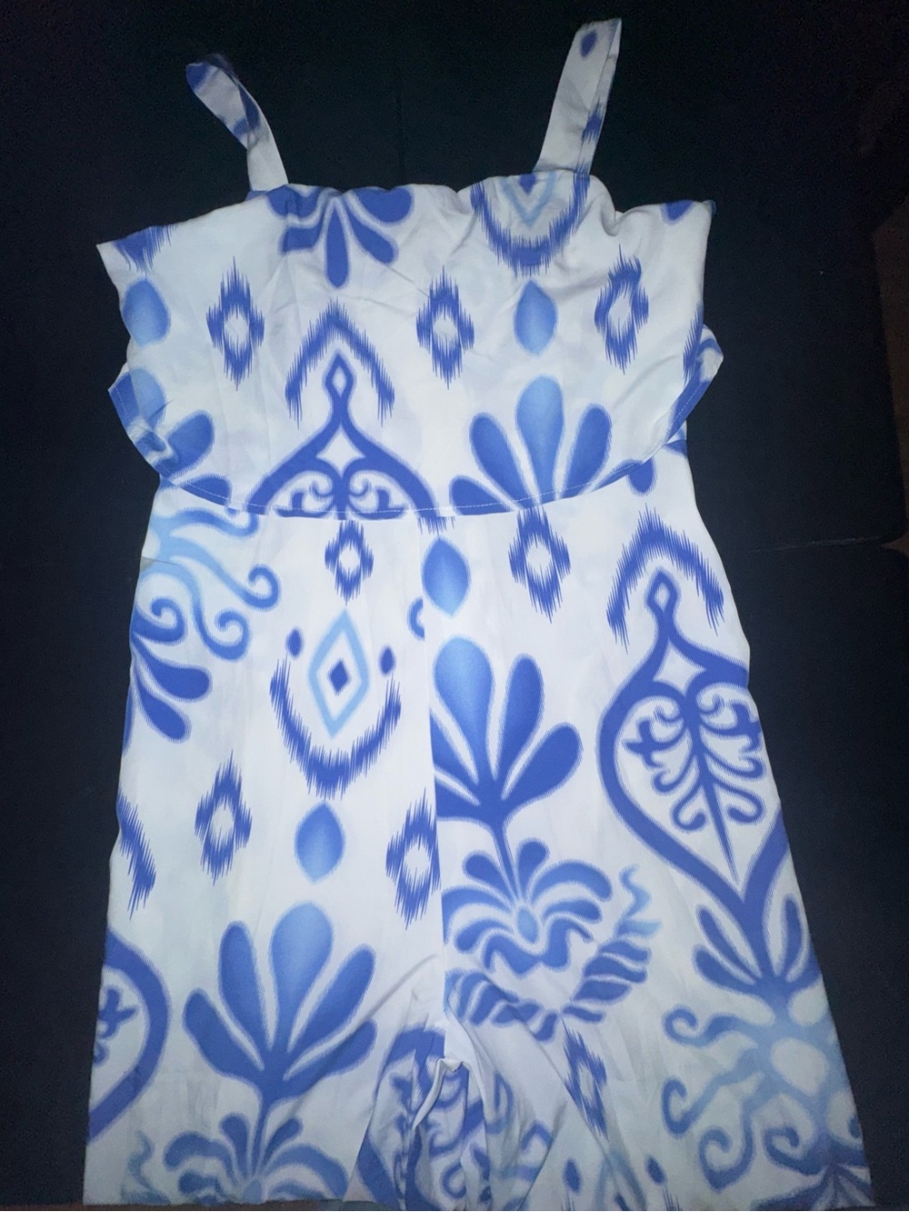 Blue and White Printed Pants Romper